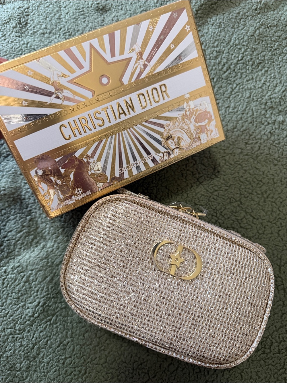 Dior Gold Metallic Woven Mini Cosmetic Case